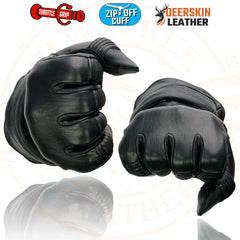 Milwaukee Leather SH870 Women's USA Deerskin Black Leather Gauntlet Winter Gloves w/ Gel Palm