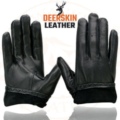 Milwaukee Leather SH887 Men's Black Short Wrist Deerskin Unlined Leather Gloves