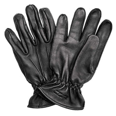 Z1R Men's Black Premium Deerskin Leather Motorcycle Riders Gloves w/ Cinch Wrist Closure