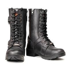 Milwaukee Leather Women’s Waterproof Leather Ring Strap Lace-To-Toe Riding Boots – Zipper Lock Design - MBL9391
