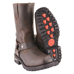 Milwaukee Leather MBM9062 Men's Classic 11-Inch Dark Brown Harness Square Toe Motorcycle Boots