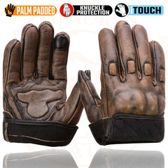 Milwaukee Leather MG7514 Men's Distressed Brown Leather Gloves with Gel Palm and Knuckle Protectors