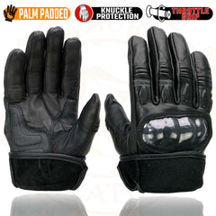 Milwaukee Leather MG7540 Men's 'Hard Knuckles' Black Leather Racer Gloves with Elasticized Fingers