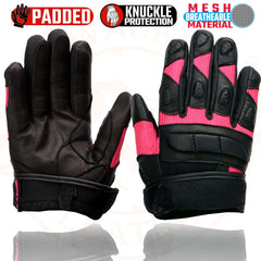 Milwaukee Leather MG7740 Women's Black and Hot Pink Leather with Mesh Racing Gloves