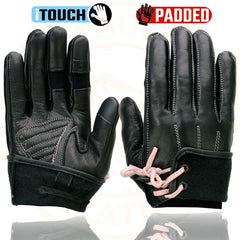 Milwaukee Leather MG7772 Women's 'Laced Wrist' Black and Fuchsia Leather Riding Gloves with Gel Palms