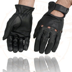 Milwaukee Leather SH247 Men's Black Leather Unlined Classic Style Driving Gloves