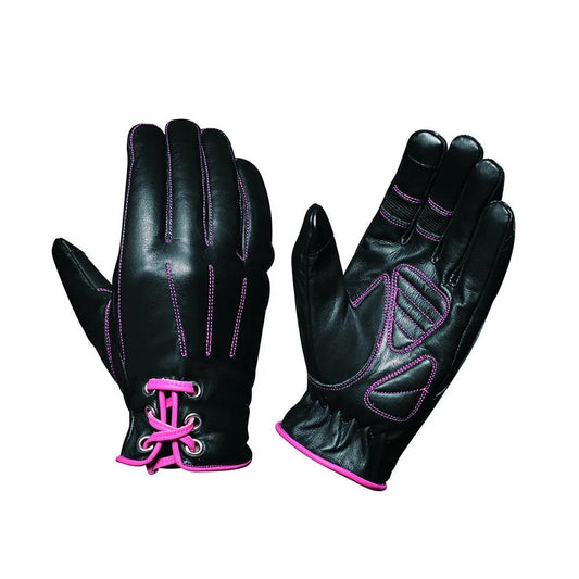 Pink Lace - Women's Leather Motorcycle Gloves