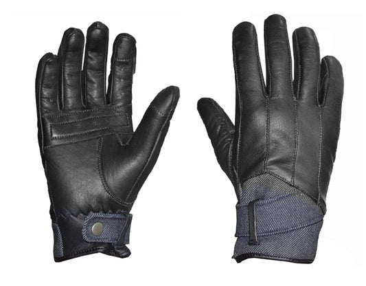 DenimBelle - Women's Leather/Denim Motorcycle Gloves