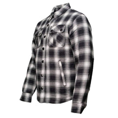 Milwaukee Leather Men's Black and White Heavy-Duty Checkered Flannel Riding Shirt - Warm Lined - Zippered Hand Pockets - MPM1638
