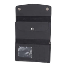 Black Trifold Long Chain Biker Leather Wallet