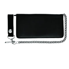 Black Bifold Leather Biker Wallet