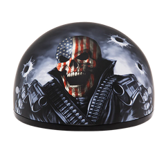 D6-CG DOT Approved Daytona Motorcycle Half Face Helmet - Skull Cap Graphics for Men & Women, Scooters, ATVs, UTVs & Choppers - W/ Come Get 'Em