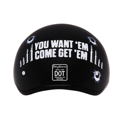 D6-CG DOT Approved Daytona Motorcycle Half Face Helmet - Skull Cap Graphics for Men & Women, Scooters, ATVs, UTVs & Choppers - W/ Come Get 'Em