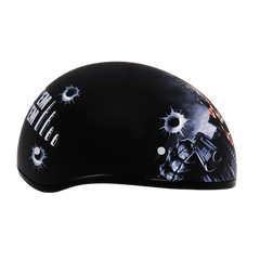 D6-CG DOT Approved Daytona Motorcycle Half Face Helmet - Skull Cap Graphics for Men & Women, Scooters, ATVs, UTVs & Choppers - W/ Come Get 'Em
