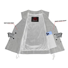 Women's Rough Rub-Off Raw Finish Broken Gray Denim Vest