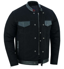 Men's Full Cut Denim Jacket – Leather Trim & Hidden Pockets