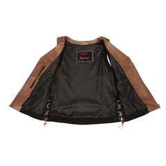 Women's Brown Zippered Vest with Lacing Details