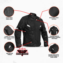 Men's Performance Mesh Motorcycle Jacket – Black