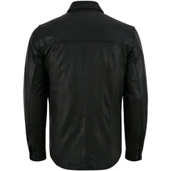 Men's Premium Lightweight Black Leather Shirt