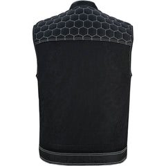 Men's Black Mesh Textile Vest with White Paisley Liner