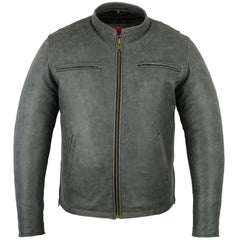 Men's Sporty Gray Leather Cruiser Jacket