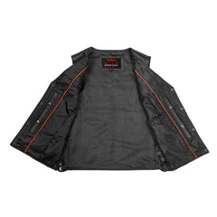 Ella Women's leather motorcycle vest -  Black