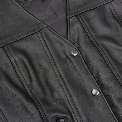 Ella Women's leather motorcycle vest -  Black