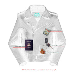 Women's Classic Plain Side Fitted M/C Style Jacket