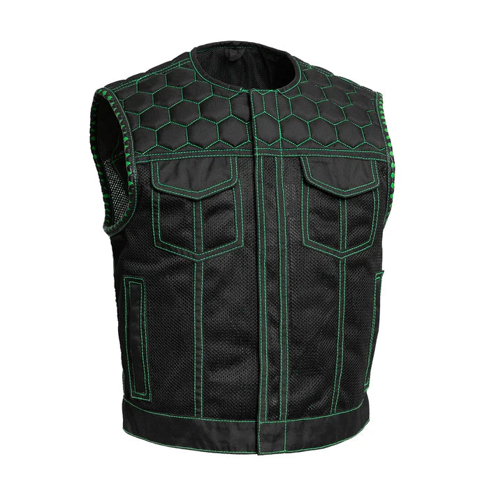 FIM059MESH-BLKGR-Lowside Hornet Moto Mesh Men's Club Style Vest