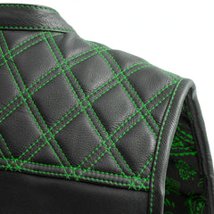 FIM653QLT-BLKGR-Upside Men's Club Style Leather Vest