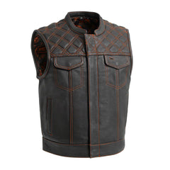 FIM653QLT-BLKOG-Upside Men's Club Style Leather Vest