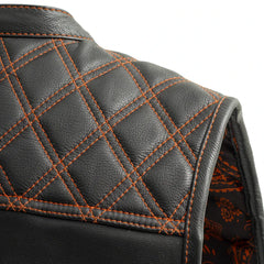 FIM653QLT-BLKOG-Upside Men's Club Style Leather Vest