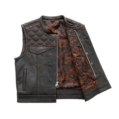 FIM653QLT-BLKOG-Upside Men's Club Style Leather Vest