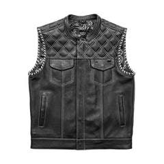 FIM672QLT-BLKWH-Sinister - Men's Motorcycle Leather Vest