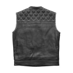 FIM672QLT-BLKWH-Sinister - Men's Motorcycle Leather Vest
