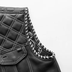 FIM672QLT-BLKWH-Sinister - Men's Motorcycle Leather Vest