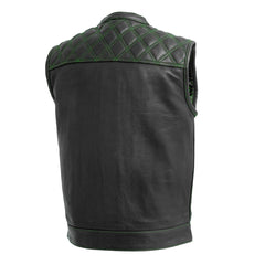 FIM693QLT-BLKGR-Downside Men's Motorcycle Leather Vest