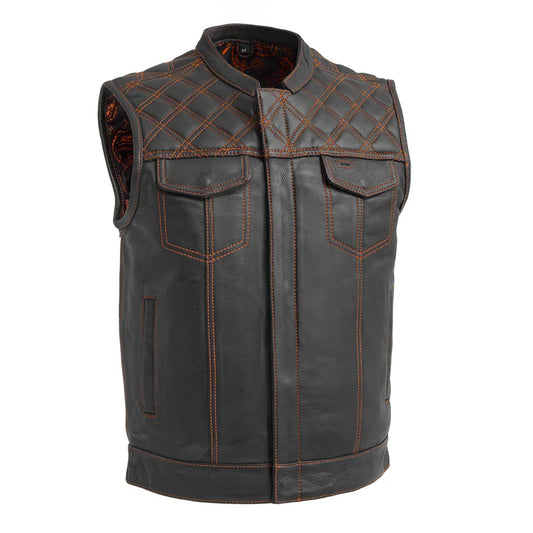 FIM693QLT-BLKOG-Downside Men's Motorcycle Leather Vest