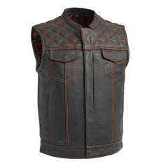 FIM693QLT-BLKOG-Downside Men's Motorcycle Leather Vest