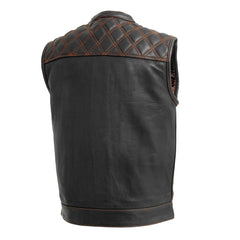FIM693QLT-BLKOG-Downside Men's Motorcycle Leather Vest