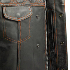 FIM693QLT-BLKOG-Downside Men's Motorcycle Leather Vest