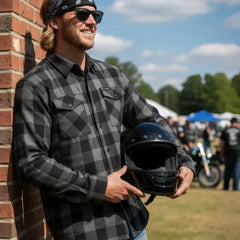 Hot Leathers FLM2001 Men's Black and Gray Long Sleeve Flannel Shirt