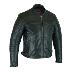 Men's Gun Metal Brown Crossover Leather Scooter Jacket