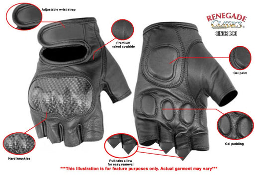 ForceGuard Men's  leather Fingerless gloves