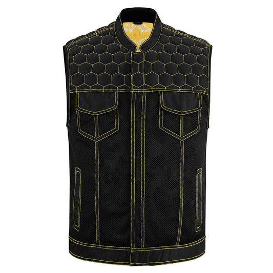 Gloom Gold Men's Black Mesh Textile Vest