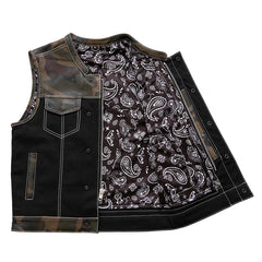 FIM666CAMO-Infantry Motorcycle Leather Canvas Vest