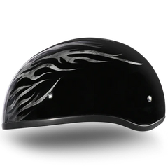 D6-IG DOT Approved Daytona Motorcycle Half Face Helmet - Skull Cap Graphics for Men & Women, Scooters, ATVs, UTVs & Choppers - W/ Ignite Grey
