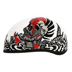 D6-RR DOT Approved Daytona Motorcycle Half Face Helmet - Skull Cap Graphics for Men & Women, Scooters, ATVs, UTVs & Choppers - W/ Rockin' Reaper