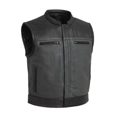 FIM650PERF-BGK-Two Tone Lowrider Perforated Men's Leather Vest