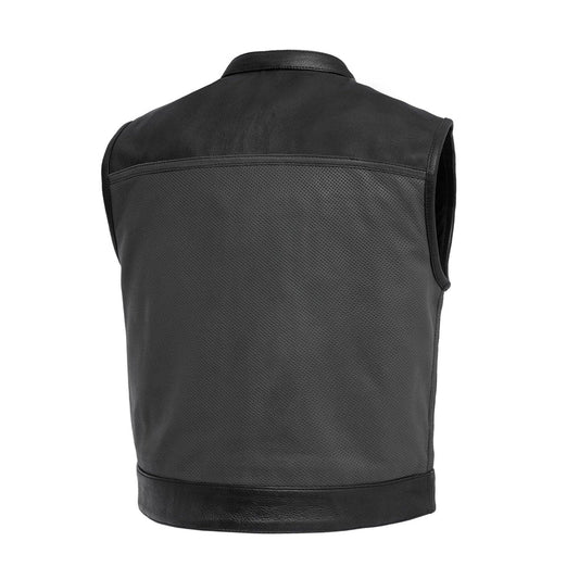 FIM650PERF-BGK-Two Tone Lowrider Perforated Men's Leather Vest